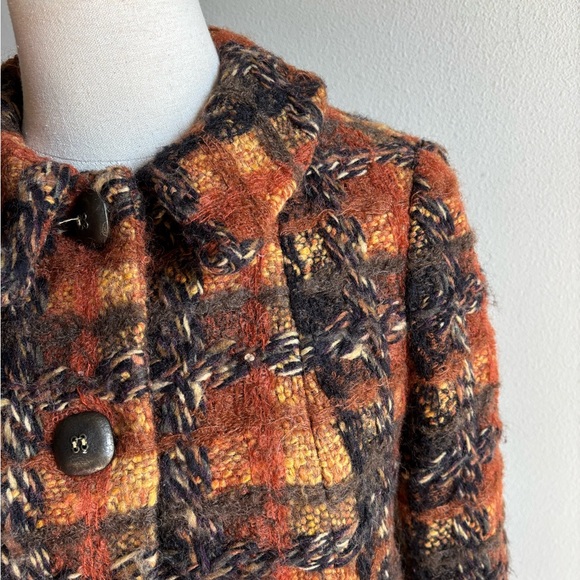 ANNA SUI Y2K Vintage 2005 Runway Wool Mohair Tweed Plaid Jacket Size 2 - Picture 2 of 15